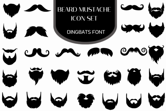 Beard Mustache Icon Set Typeface for Editors
